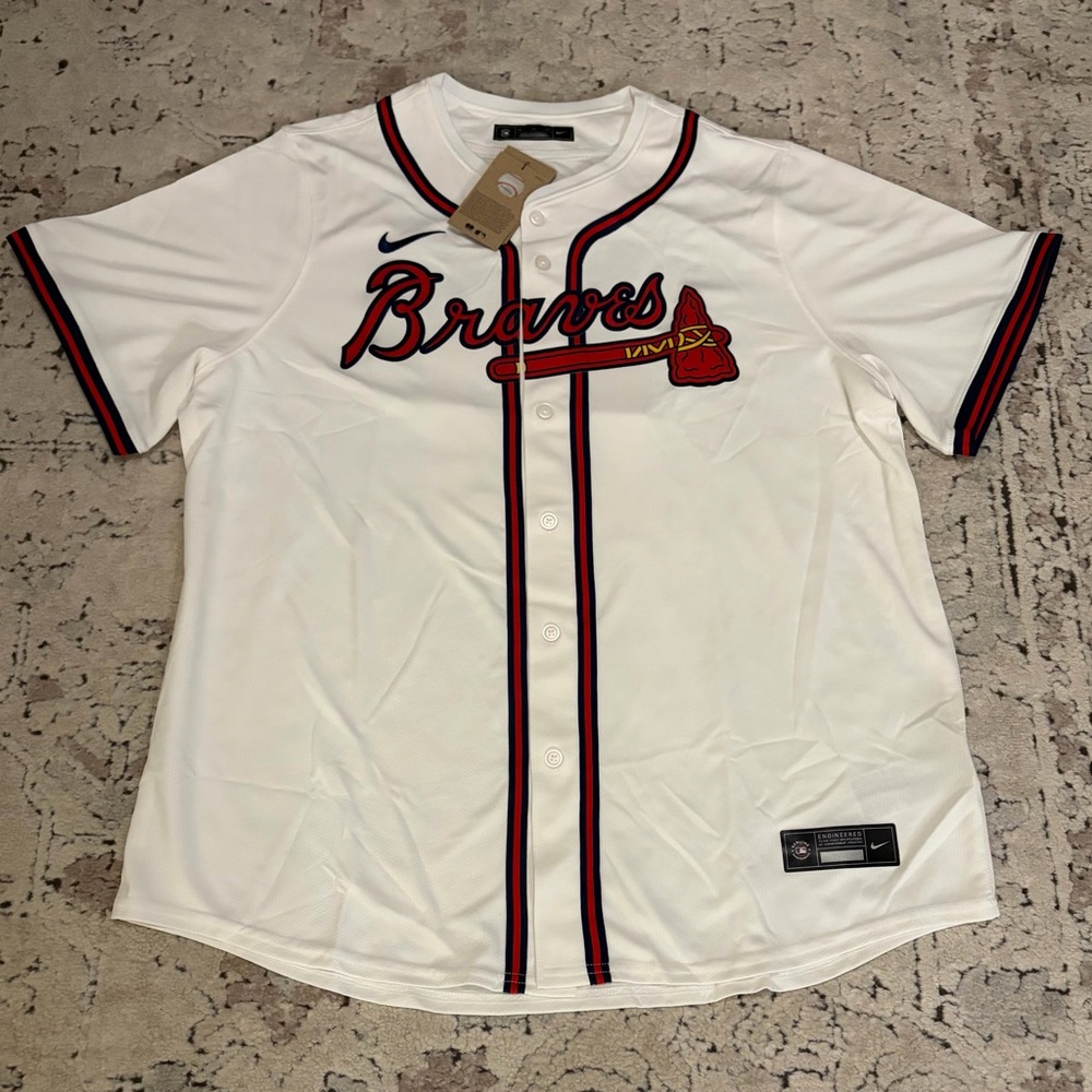 Nike Authentic Atlanta Braves Ronald Acuna Jr White Jersey Baseball Men’s XXL
